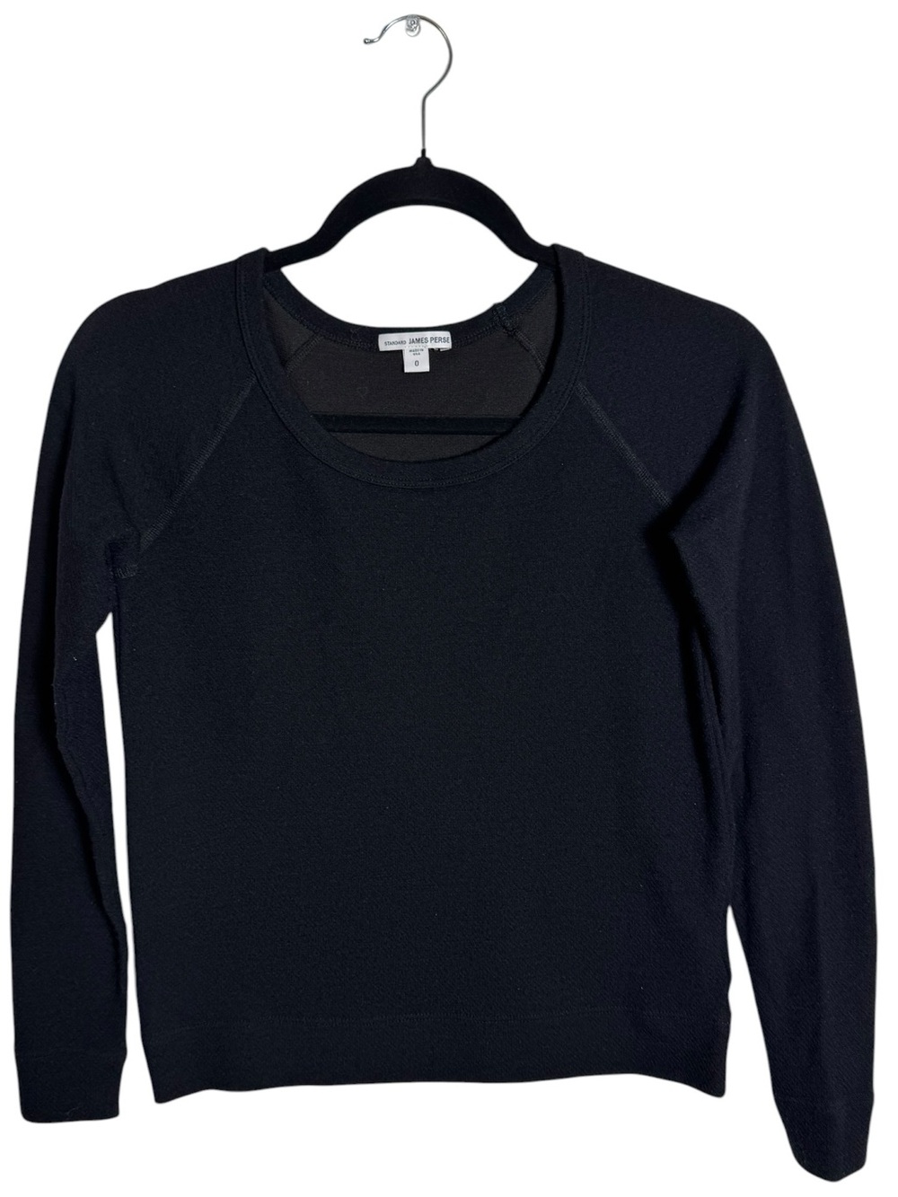 Standard James Perse Wool Blend Raglan Black Long Sleeve Scoopneck Sweatshirt 0